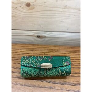 Vintage Green Mini Silk Makeup Lipstick Case Lipstick Holder With Mirror
